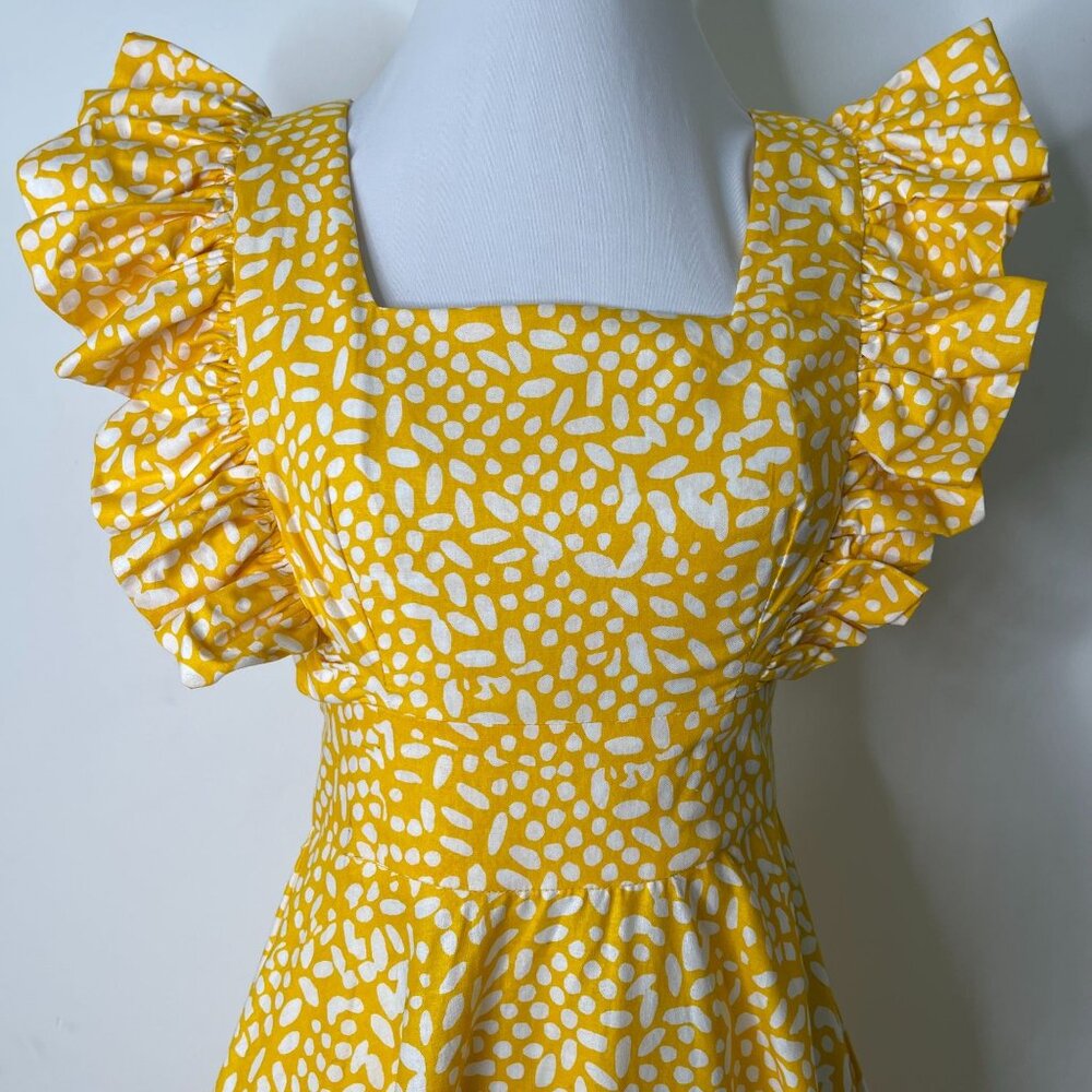 SIKA by Anthropologie Women's Yellow Marigold Ruffled Maxi Dress Size 4P - Picture 4 of 16